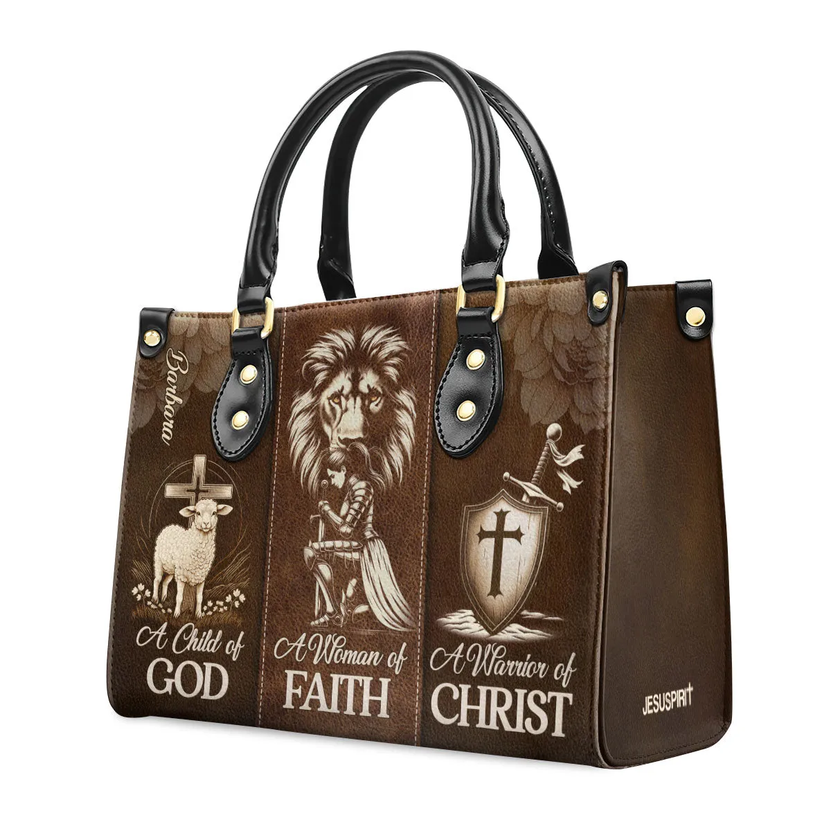 A Woman Of Faith Custom Name Leather Handbags For Women