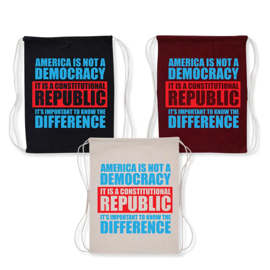 America is Not a Democracy Drawstring Bag (3 Colors)