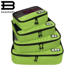 BAGSMART Travel Bag 4 Set Packing Cubes Luggage Packing Organizers with Shoe Bag