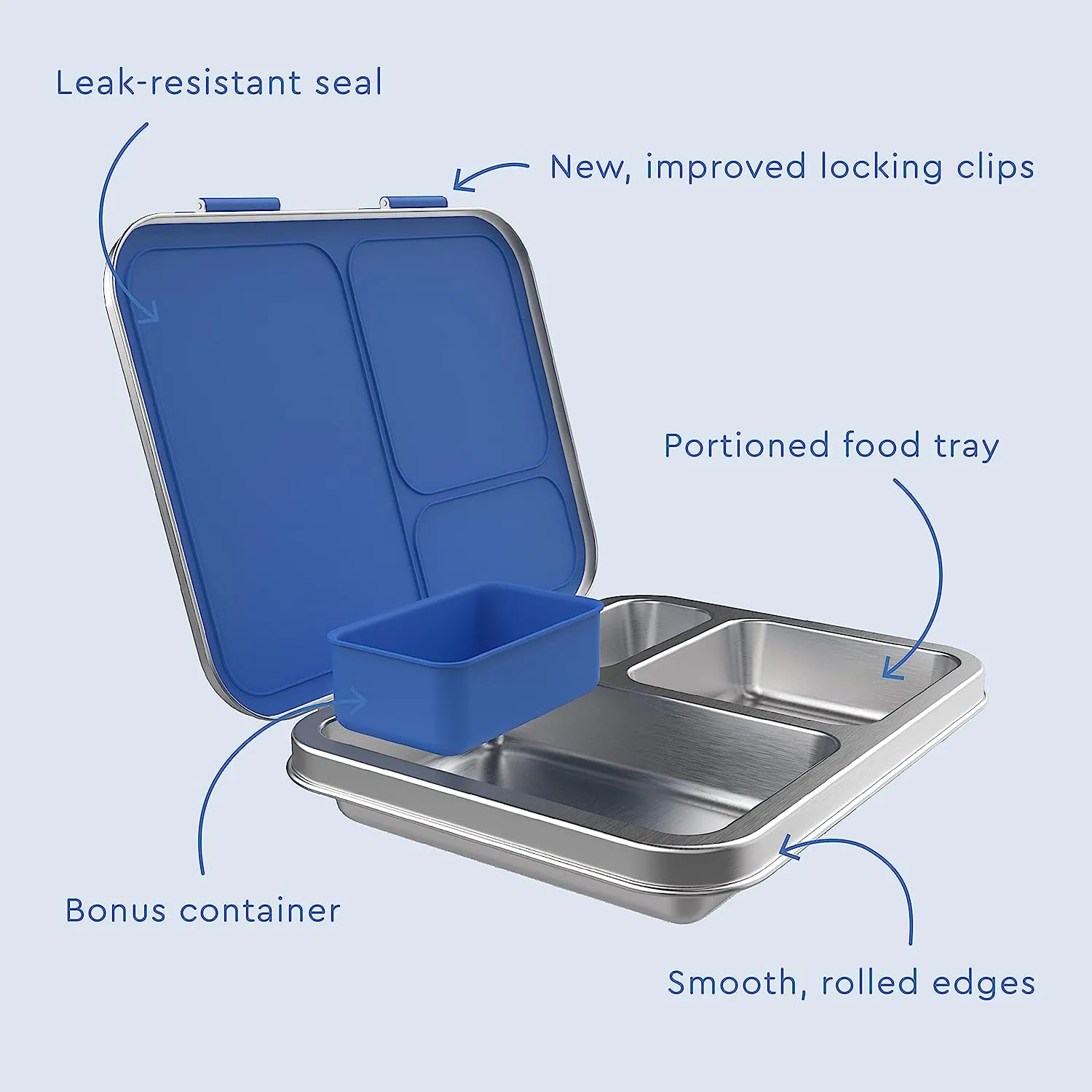 Bentgo Stainless Steel Leak-Resistant Lunch Box - Blue