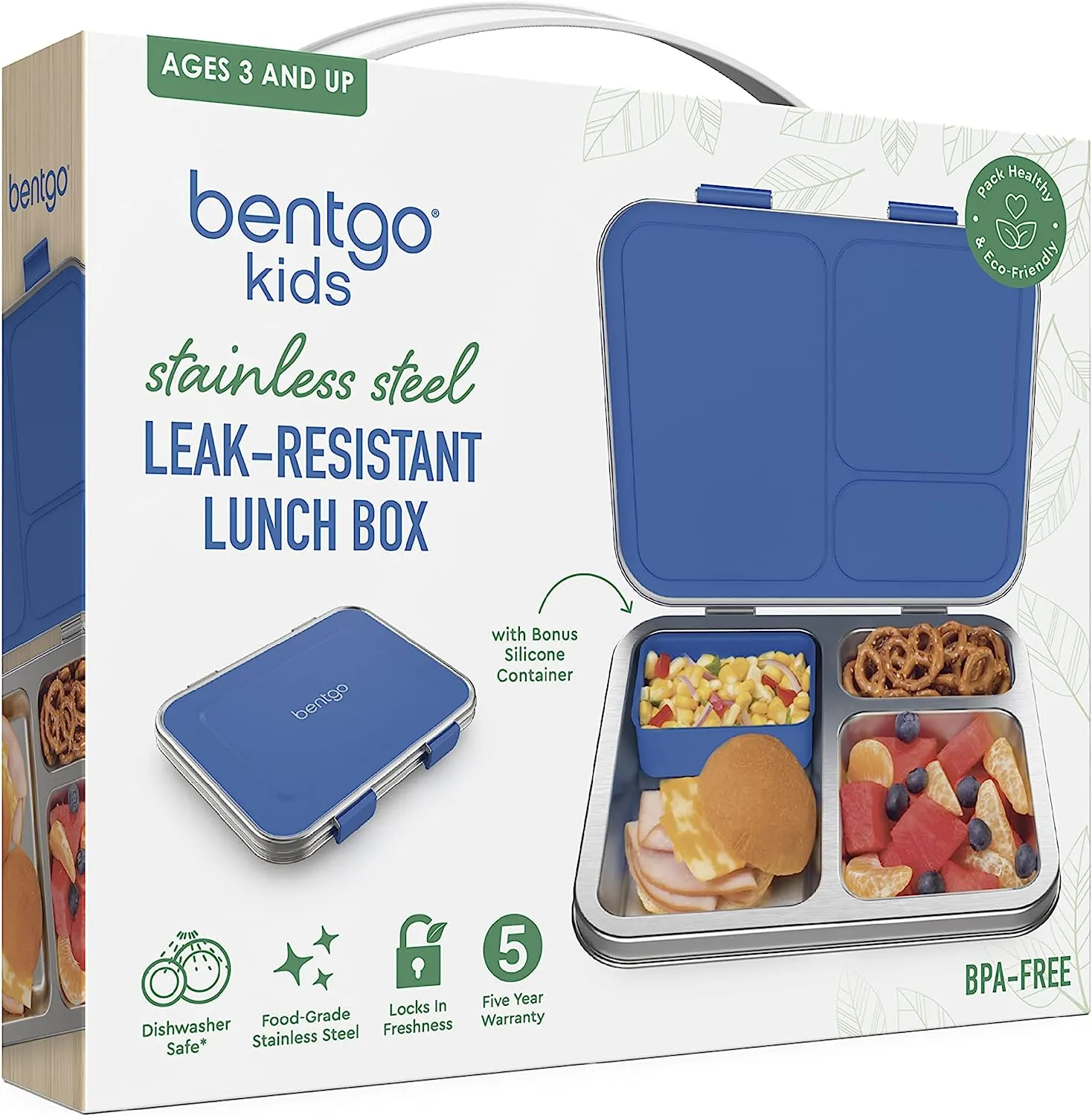 Bentgo Stainless Steel Leak-Resistant Lunch Box - Blue