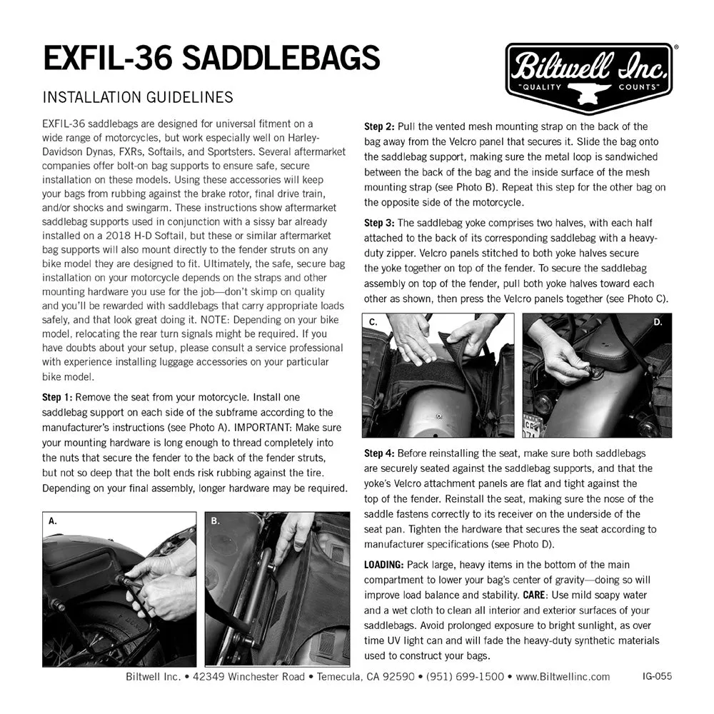 BILTWELL EXFIL-36 SADDLEBAGS [BLACK]