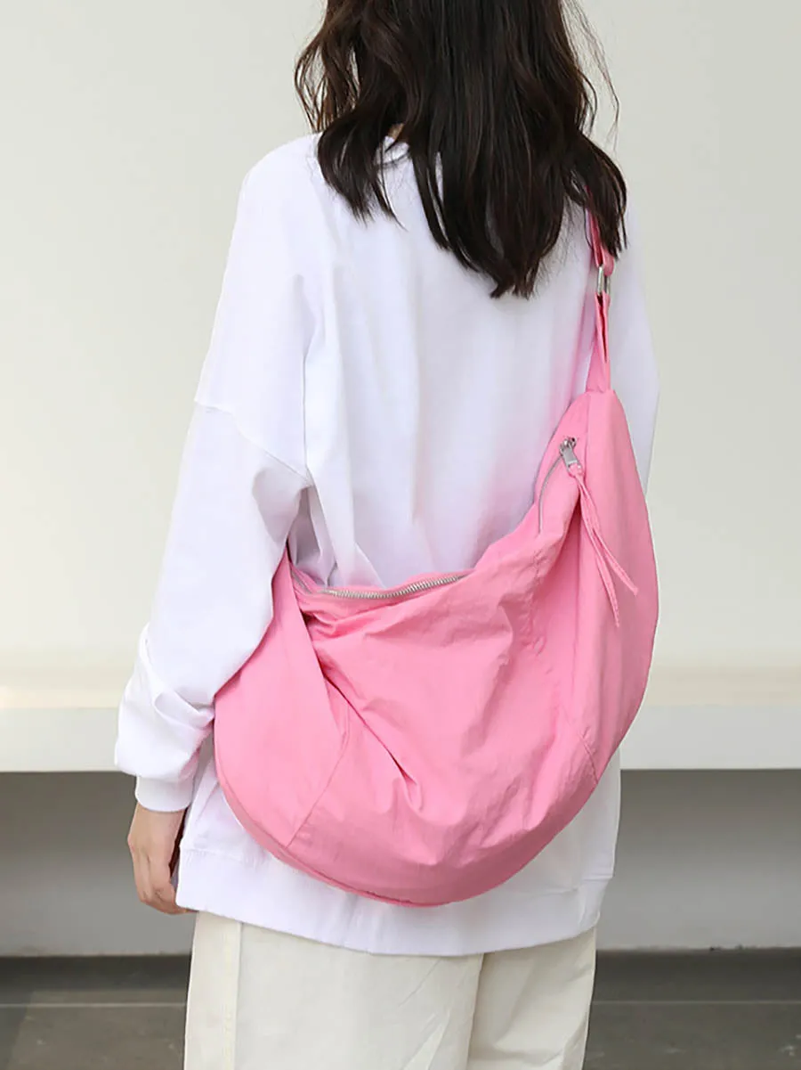 Casual Commute Solid Nylon Crossbody Bag