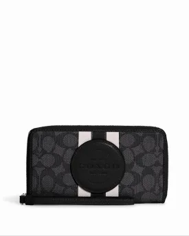 Coach Women's Black Smoke & Black Multi Dempsey Large Phone Wallet In Signature Jacquard With Stripe And Coach Patch