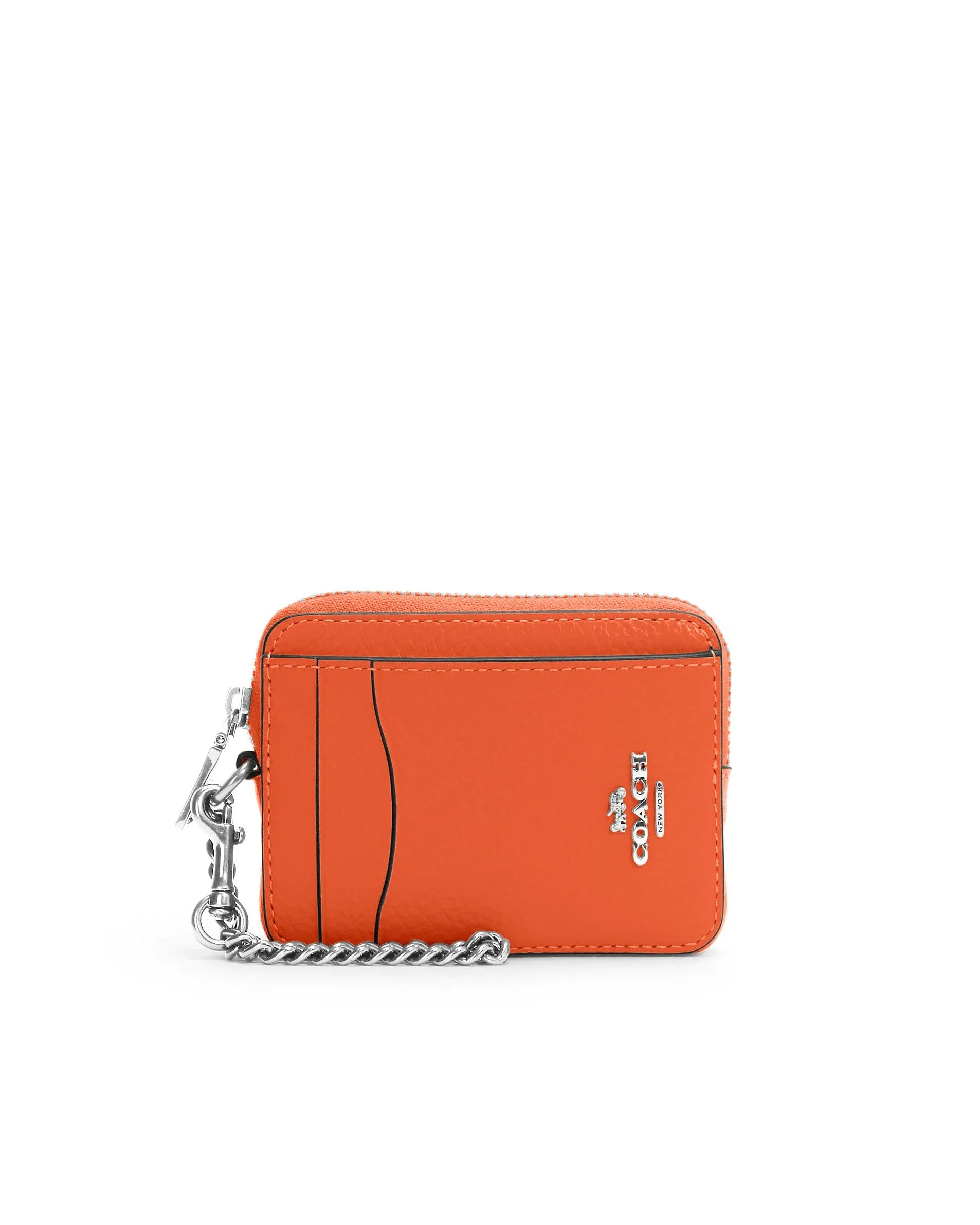 Coach Women's Bright Orange Zip Card Case