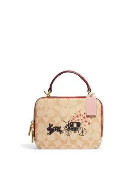 Coach Women's Lunar New Year Box Crossbody In Signature Canvas With Rabbit And Carriage