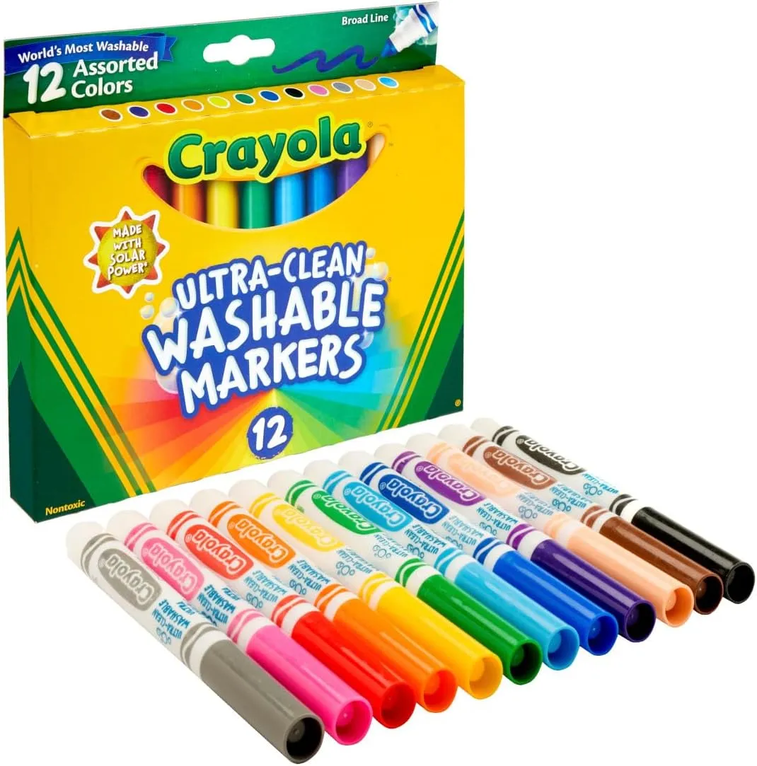 Crayola Broad Line Markers (12ct), Washable Markers for Kids, Classroom Supplies  for Teachers, Kids Back to School Supplies, 3 