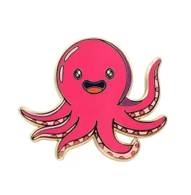 Cute Animal Enamel Pin Lapel Pins - Pink Octopus