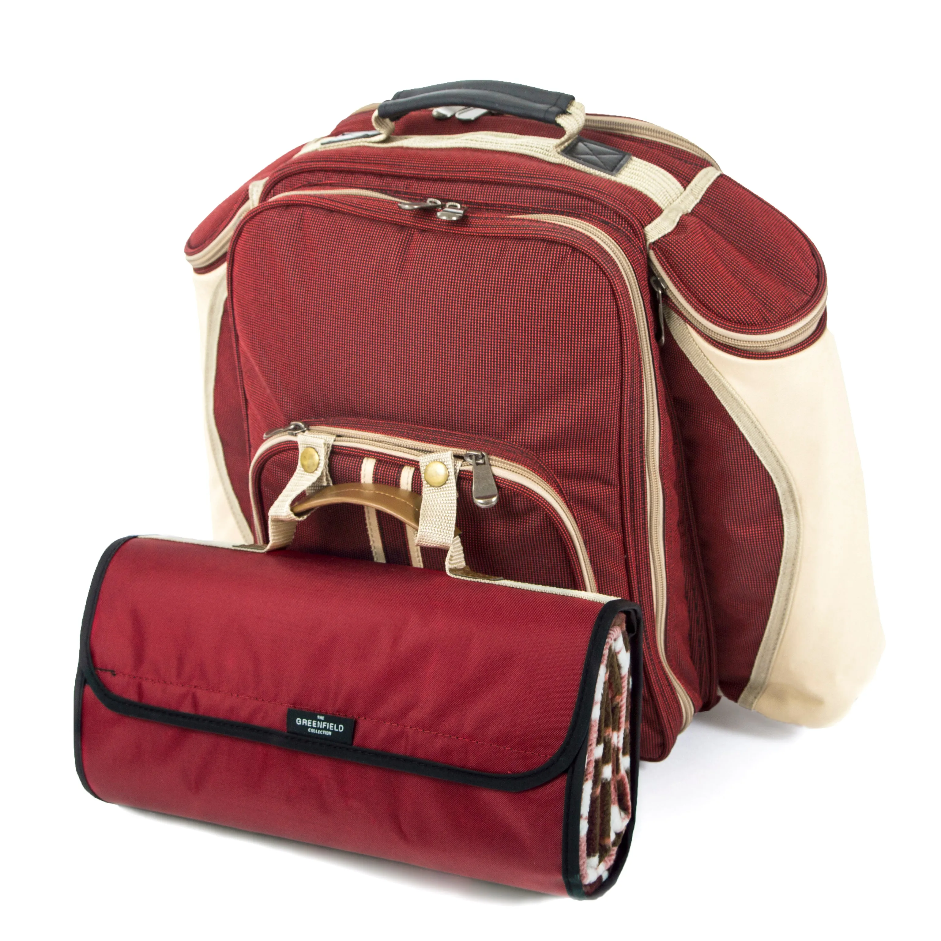 Deluxe Picnic Backpack Hamper for Four People with Matching Picnic Blanket