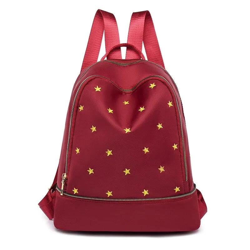 Designer Star Embroidery Ladies Backpack