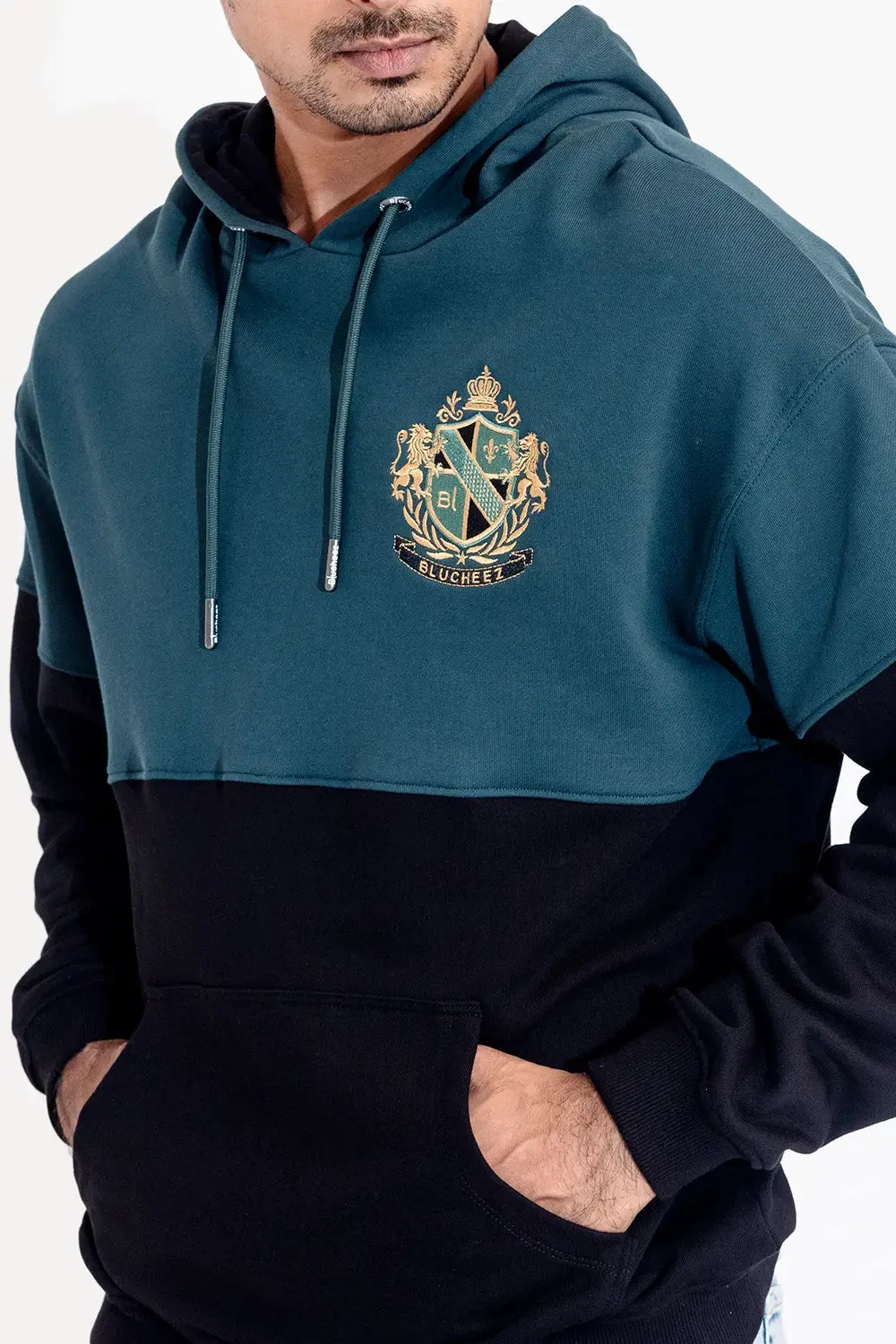 Drop Shoulder Embroidered Hoodie