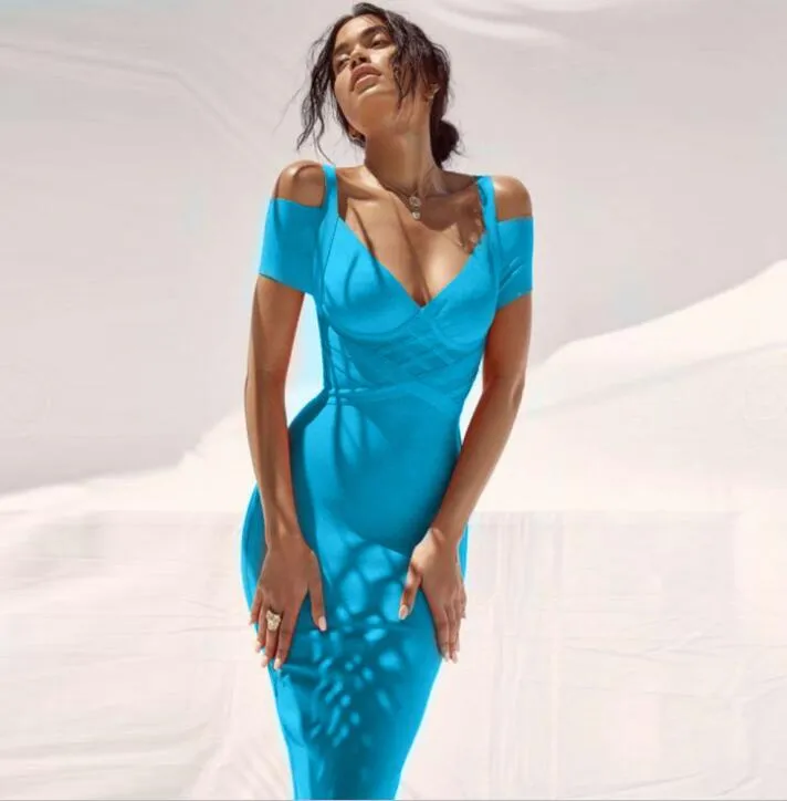 Elegant Off Shoulder  Bandage Bodycon Dress For Women.