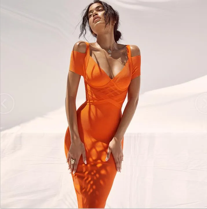 Elegant Off Shoulder  Bandage Bodycon Dress For Women.