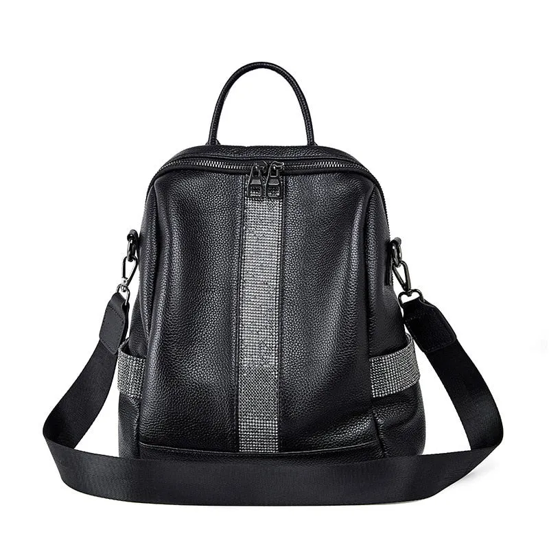 ExoticLuxe Leather Zipper Shoulder Backpack