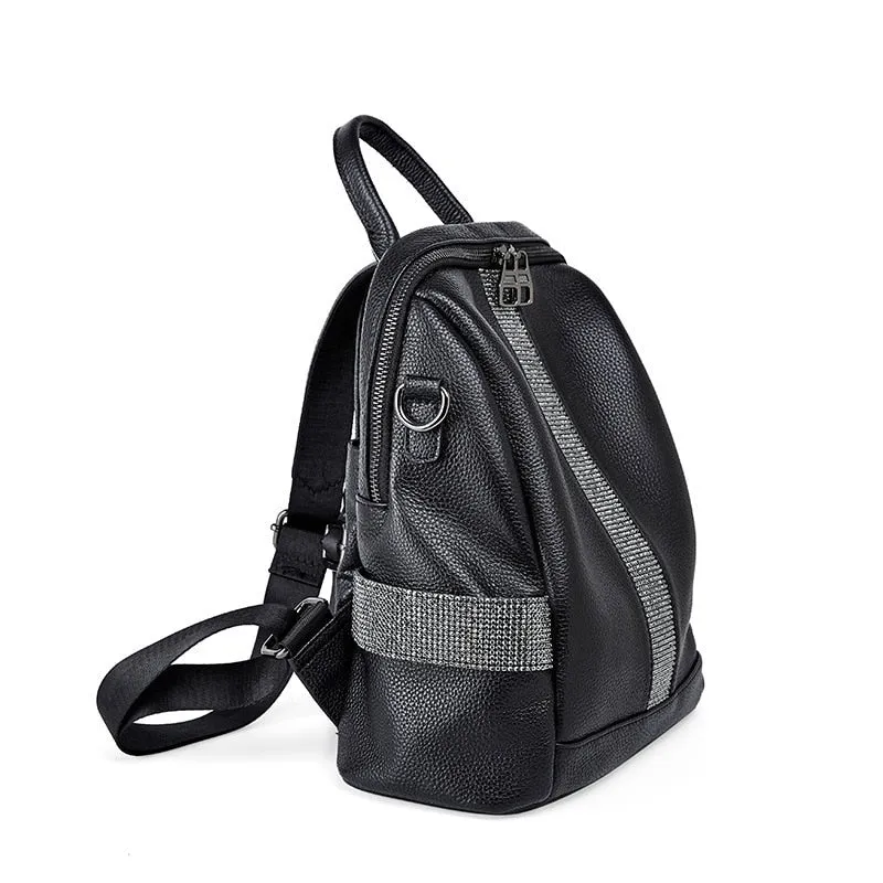 ExoticLuxe Leather Zipper Shoulder Backpack