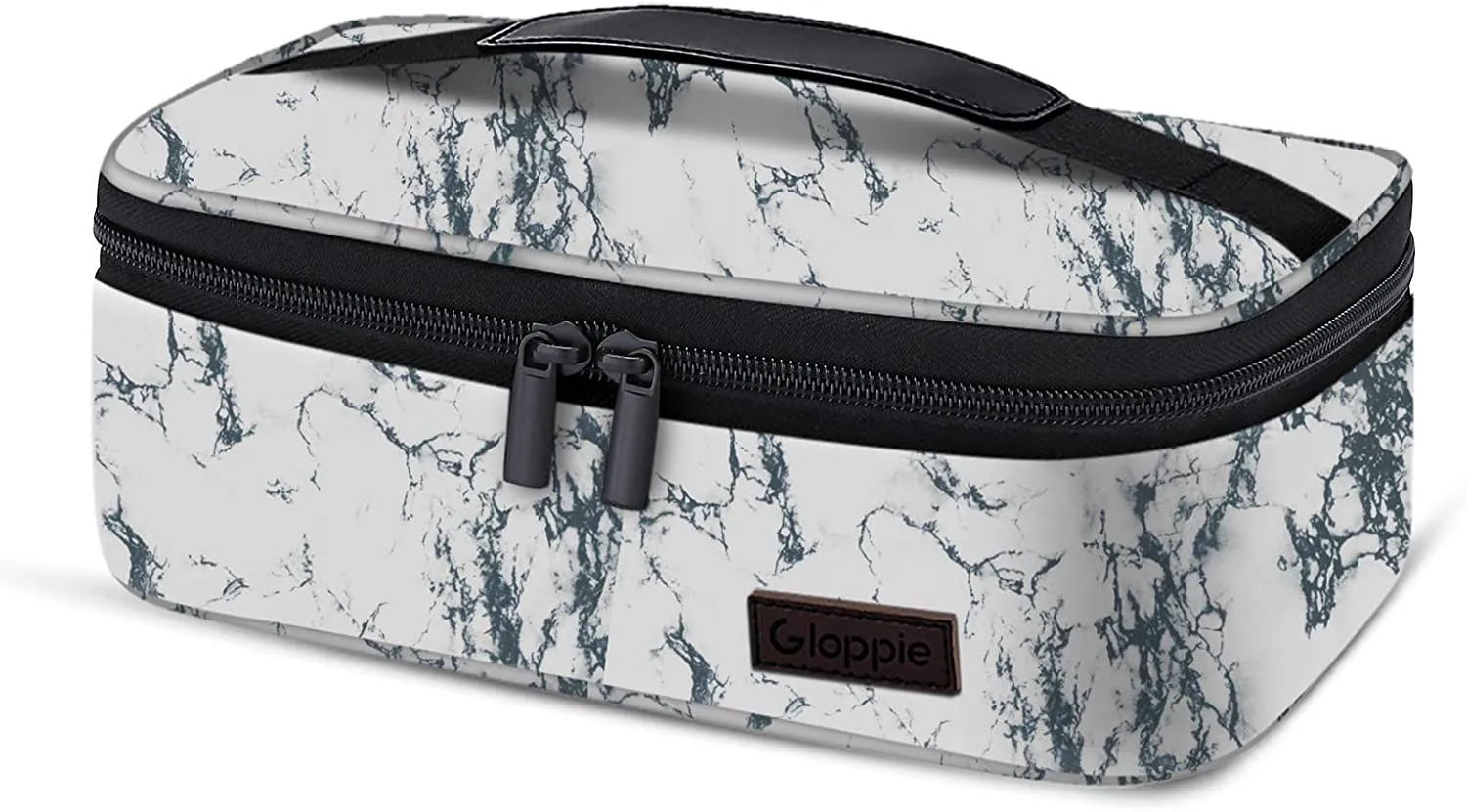 Gloppie Small Lunch Box for Women Men Insulated Lunch Bag Mini Lunchbag for Bento Box Flat Lunch Pail Petty Food Containers Portable Cooler Bags Reusable Snack Bag Loncheras Para Mujer White Marble