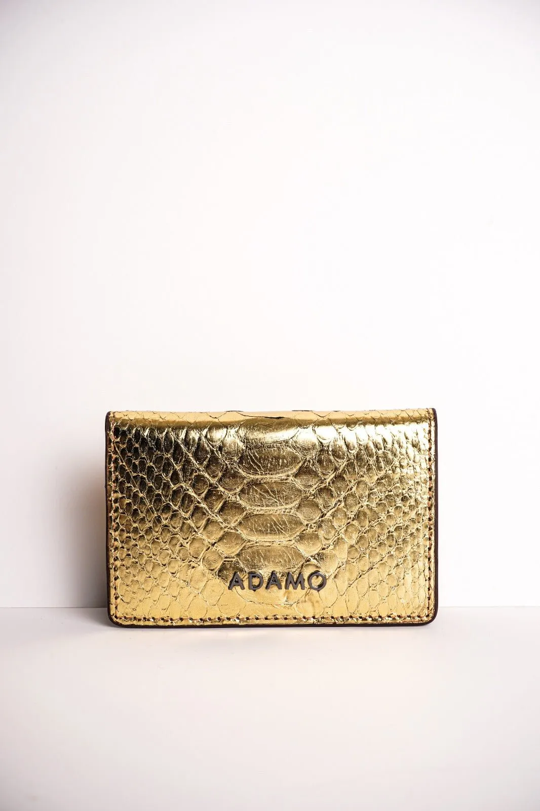 Gold Python Leather Business Card Holder & Wallet