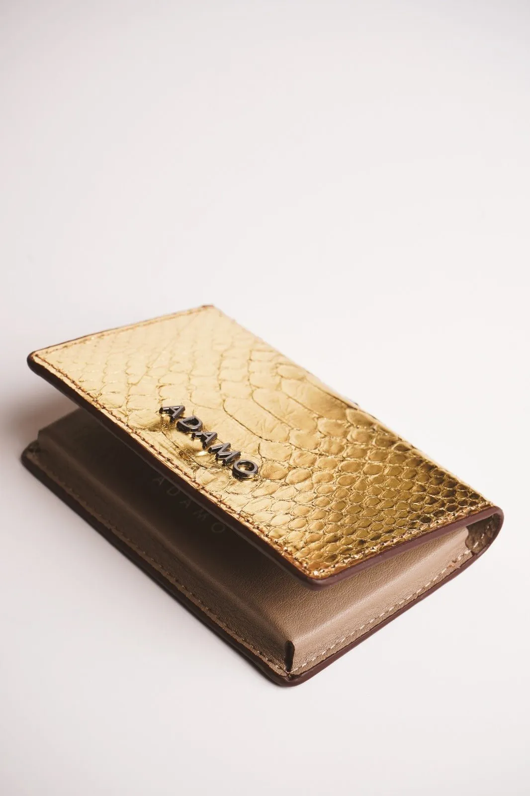 Gold Python Leather Business Card Holder & Wallet