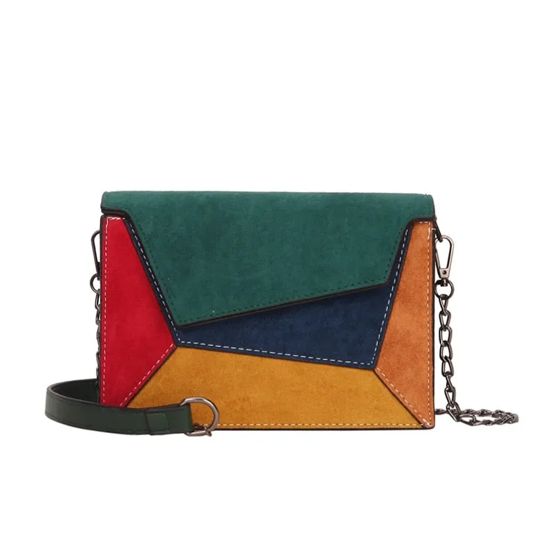 HERALD FASHIION   Trendy Patchwork Suede Leather Handbag