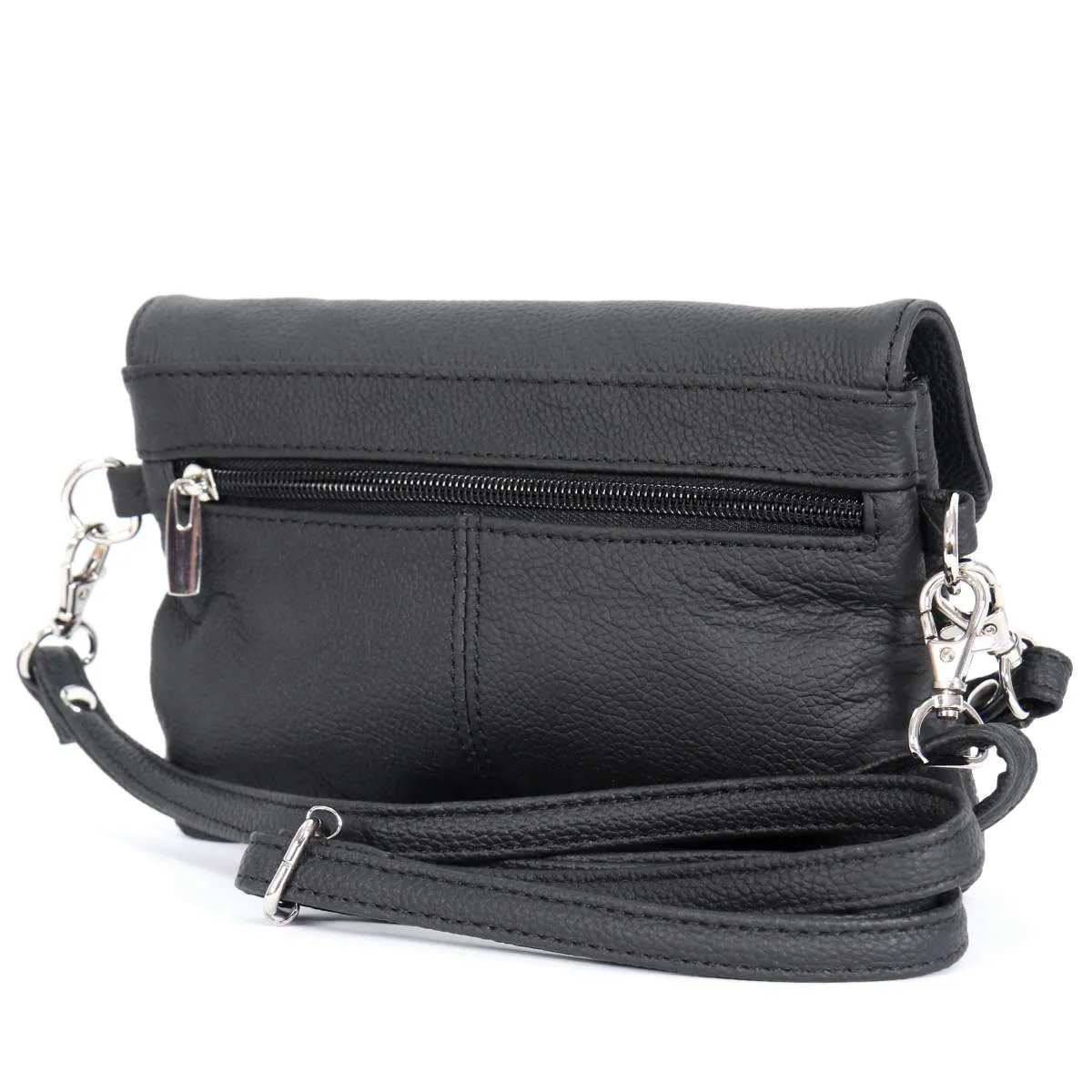 Hot Leathers Black Crossbody Organizer Leather Purse PUA1182