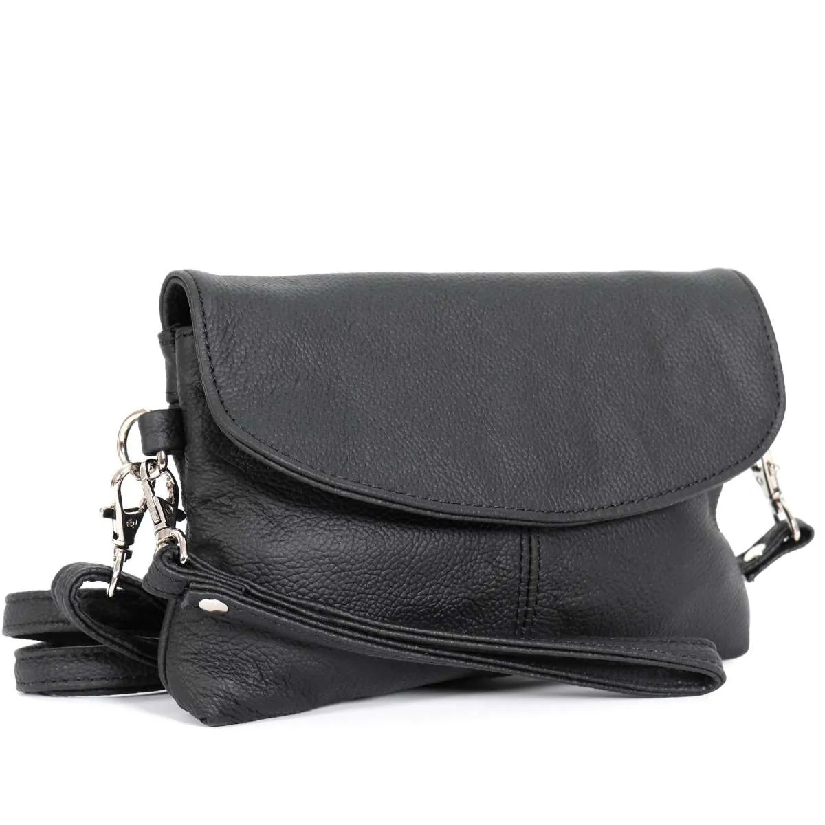 Hot Leathers Black Crossbody Organizer Leather Purse PUA1182