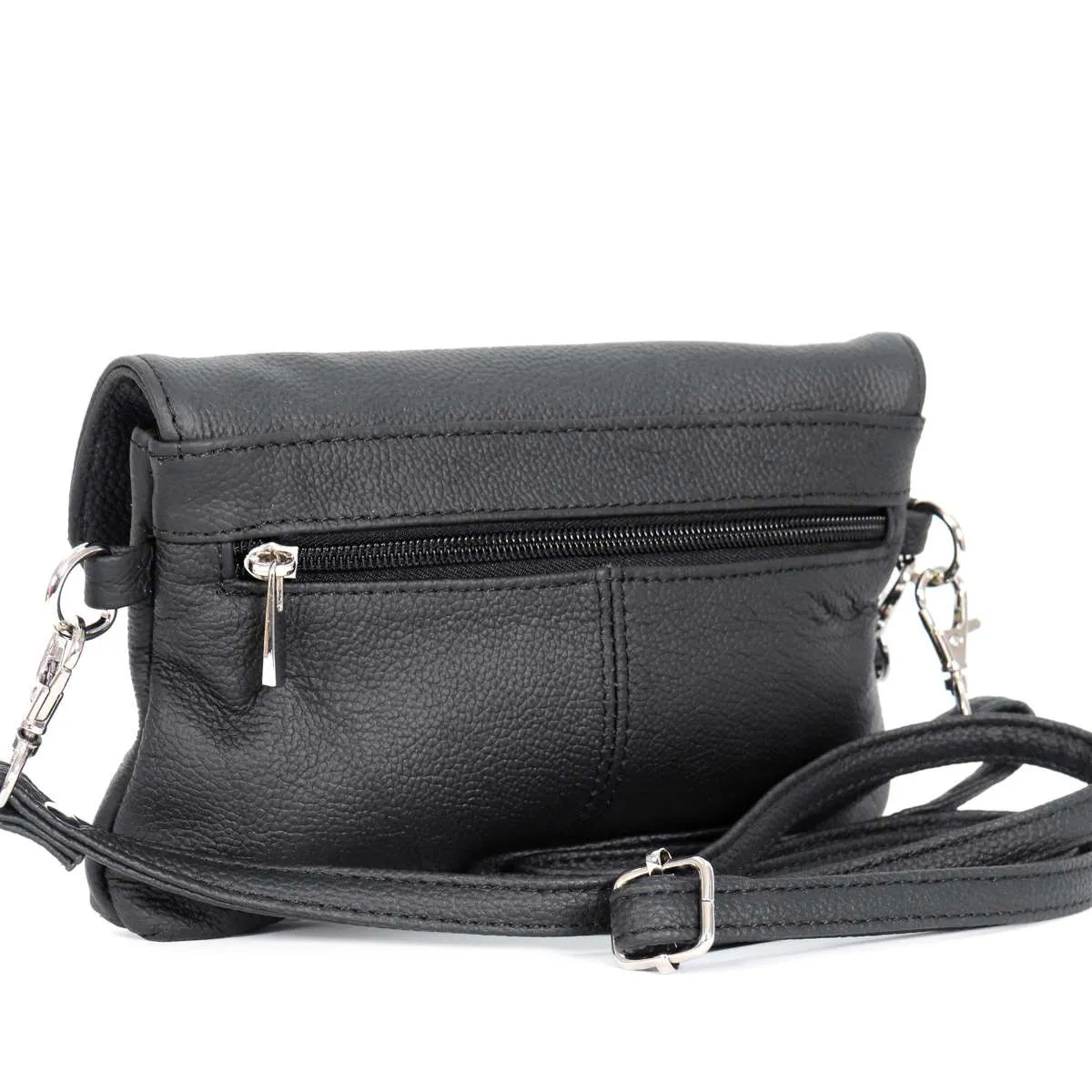 Hot Leathers Black Crossbody Organizer Leather Purse PUA1182