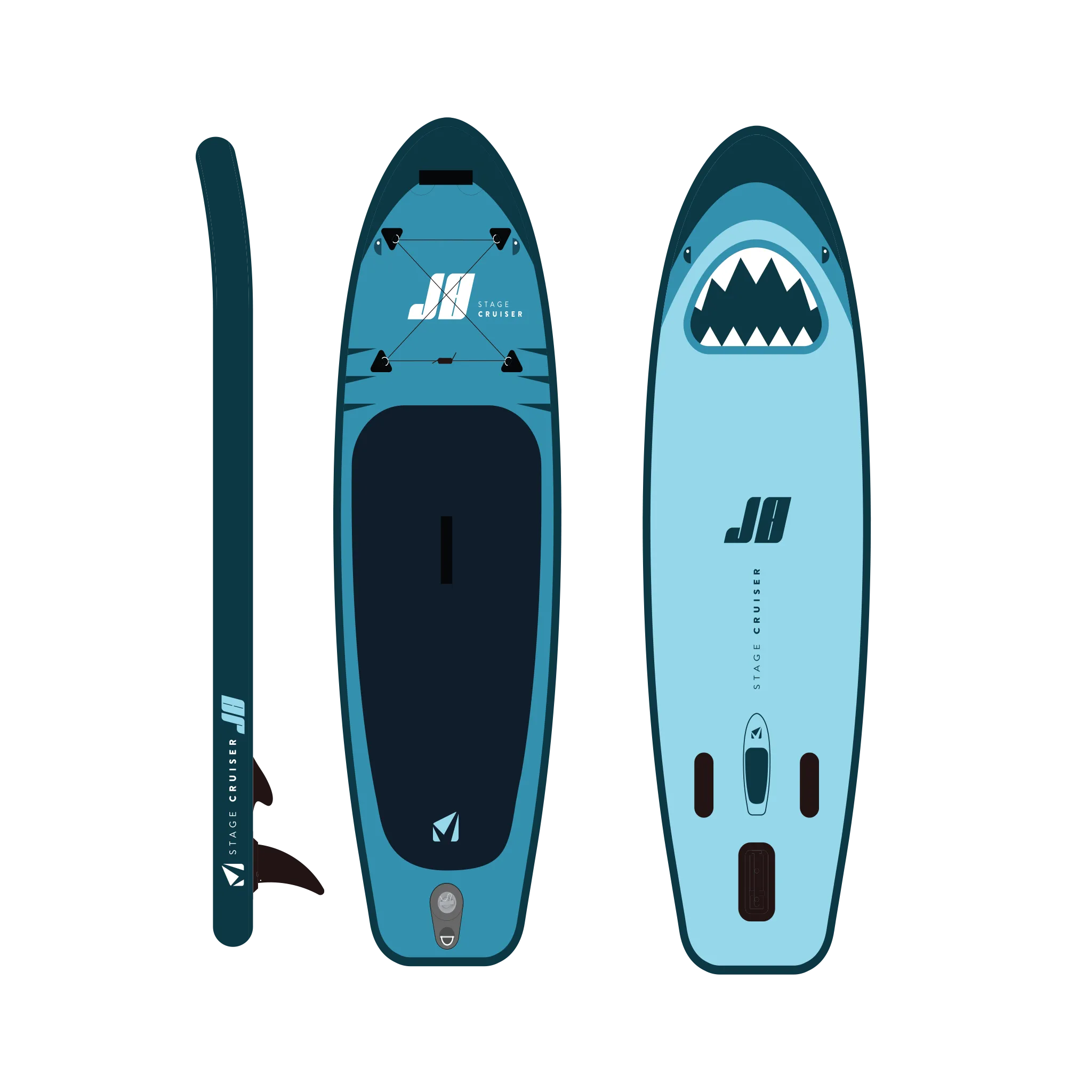 J8 Cruiser Shark - Jr. Inflatable Stand-Up Paddleboard - (Best for Under 80lbs) - SUP Board Package