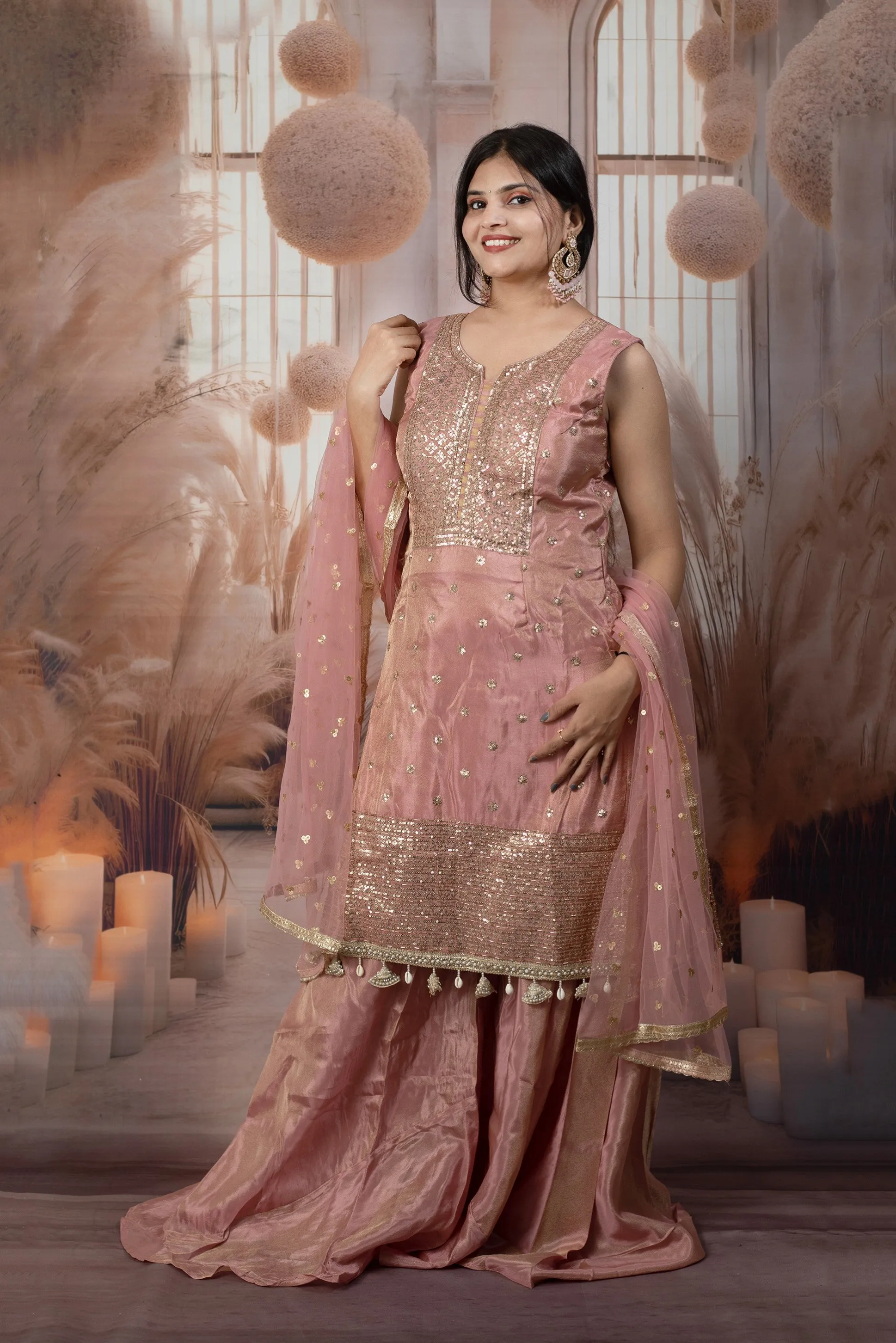 Latest Peach Color Ladies Suits