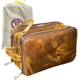 Leather Toiletry Bag for Women Men By Rustic Town