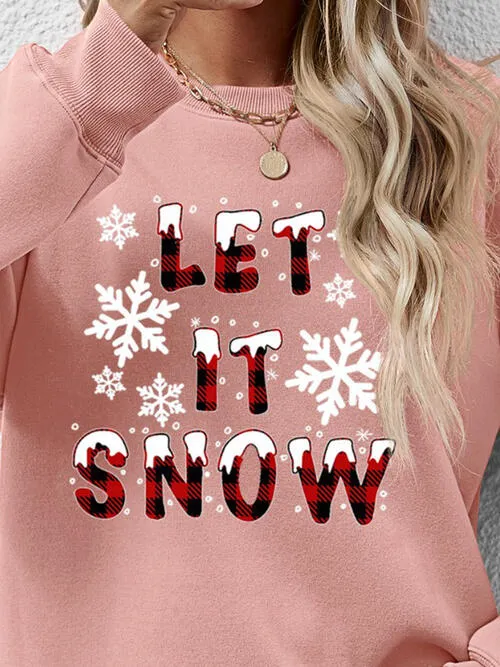 LET IT SNOW Round Neck Long Sleeve Sweatshirt