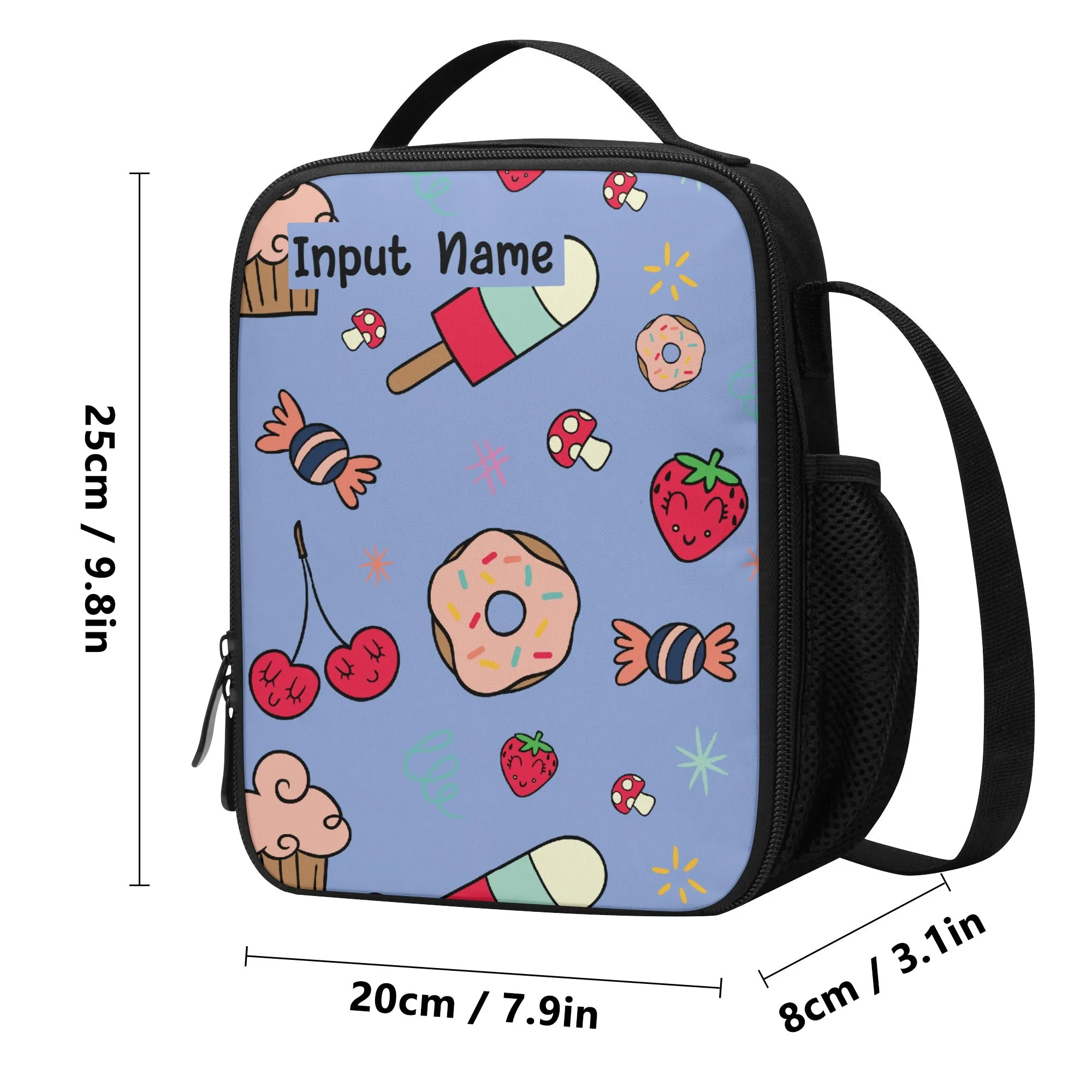 Lunch Bag | All-Over Print | Lunch Box Bag with Bottle Holder | Personalized | Spacious | Cute Candy Crush