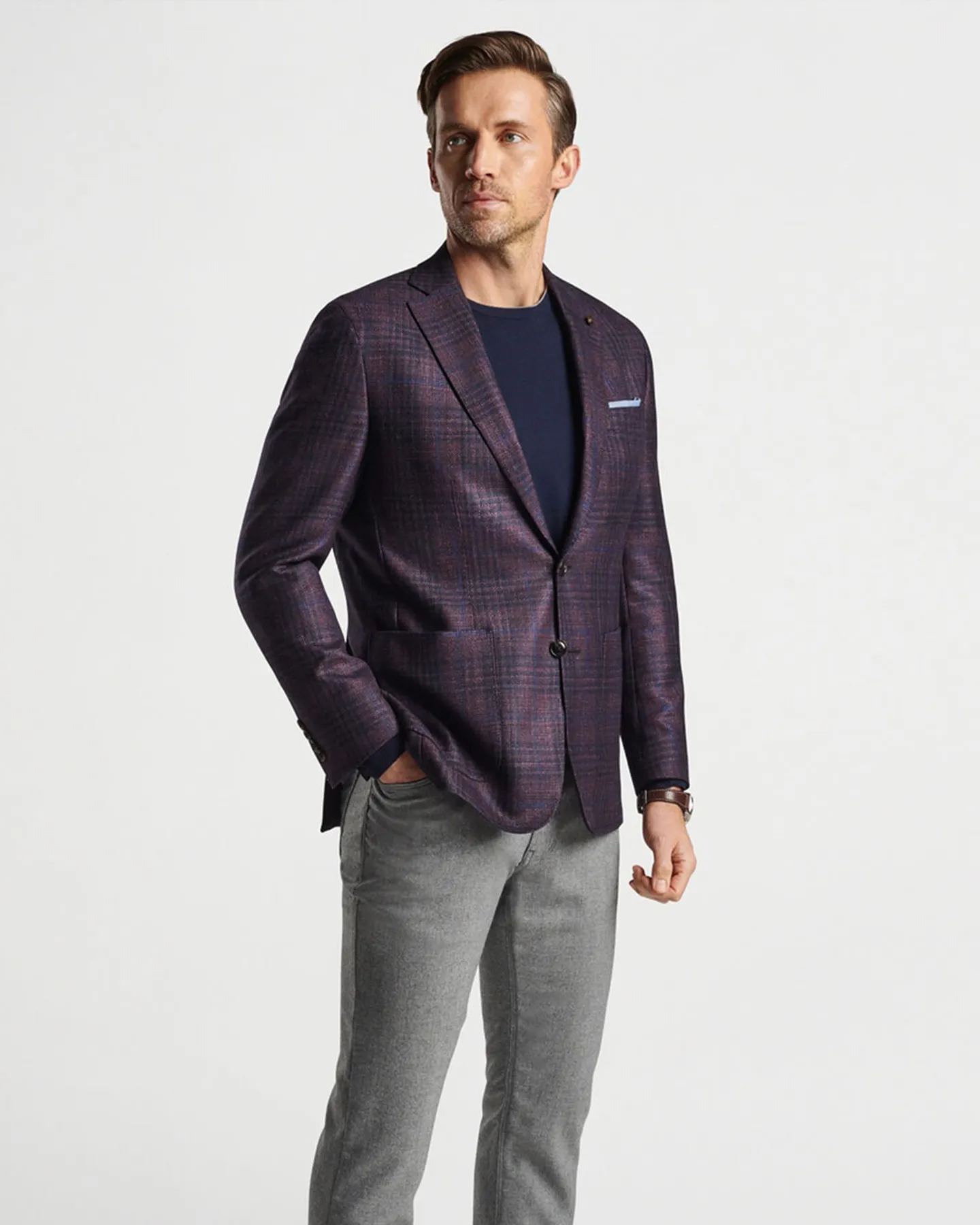 LUTON PLAID SOFT JACKET - MERLOT