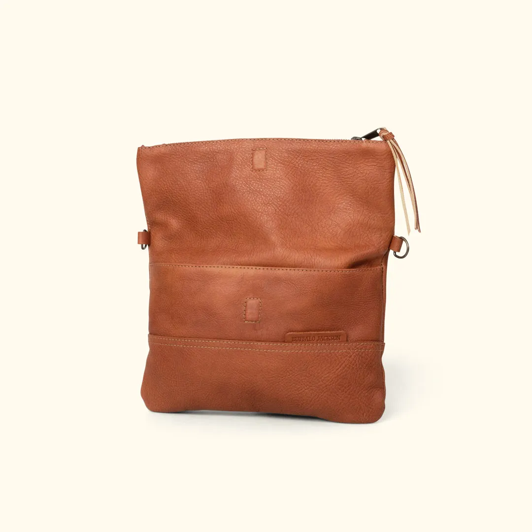 Madison Leather Crossbody Foldover Clutch | Saddle Tan