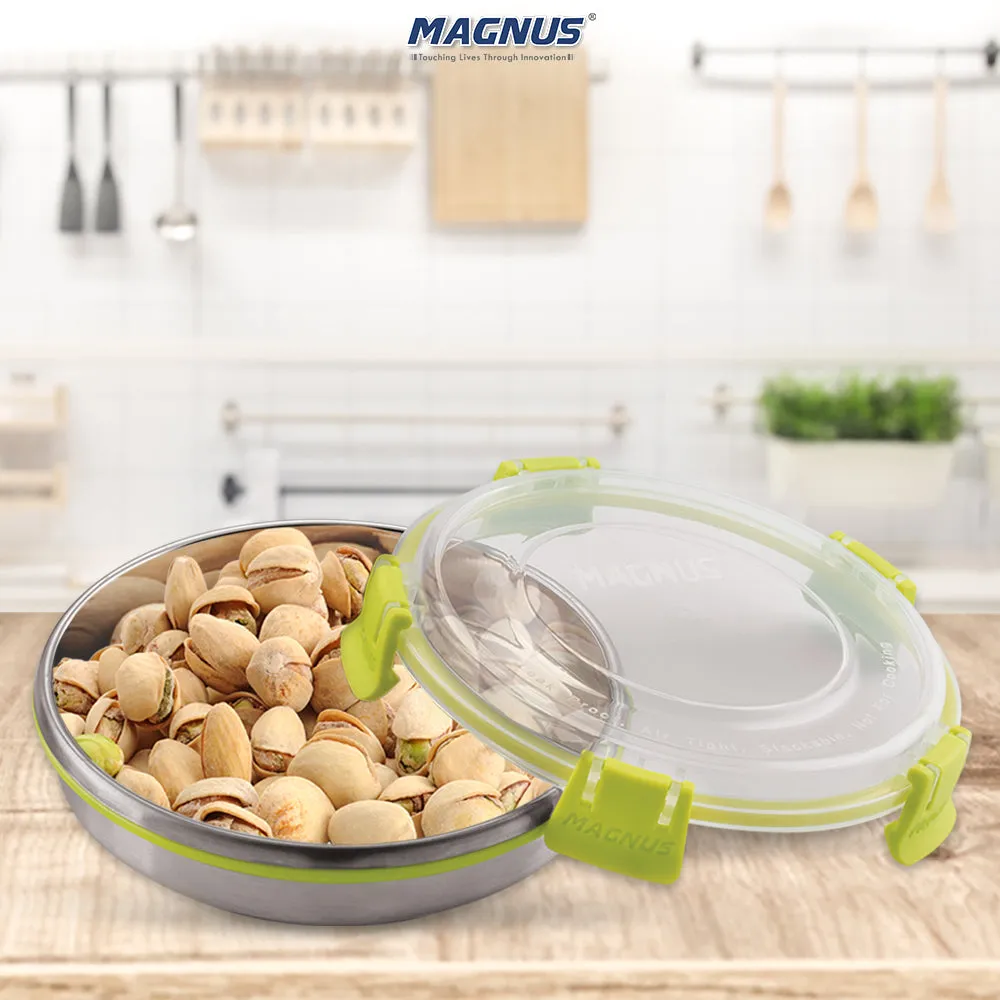 Magnus Klip Lock Stainless Steel Airtight Leakproof Storage Container 750ML | Kitchen Accessories Items | Ideal Lunch Box for Office Men | Durable Lunch Boxes for Adults