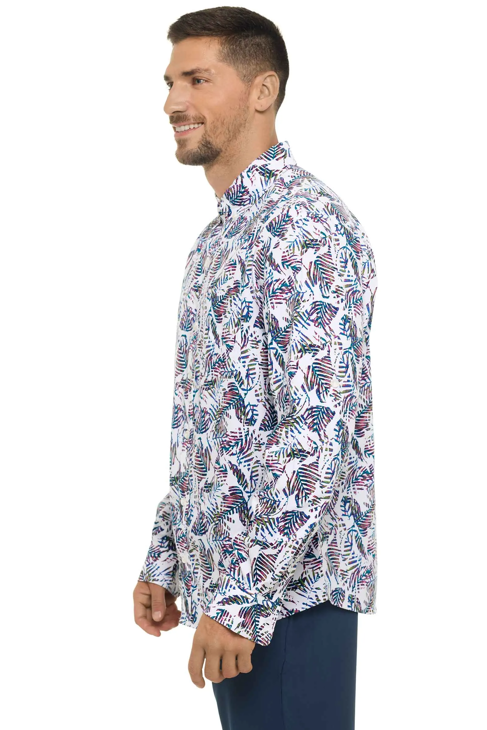 Men's Aricia Sun Shirt | Magnolia Pink Beach Leaves