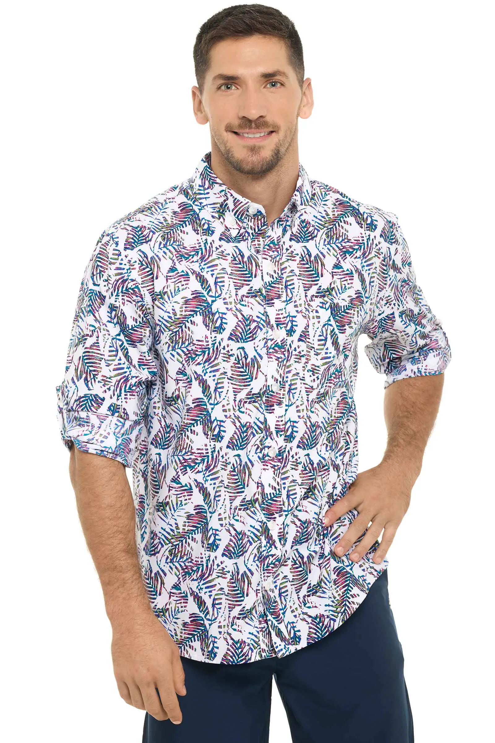 Men's Aricia Sun Shirt | Magnolia Pink Beach Leaves