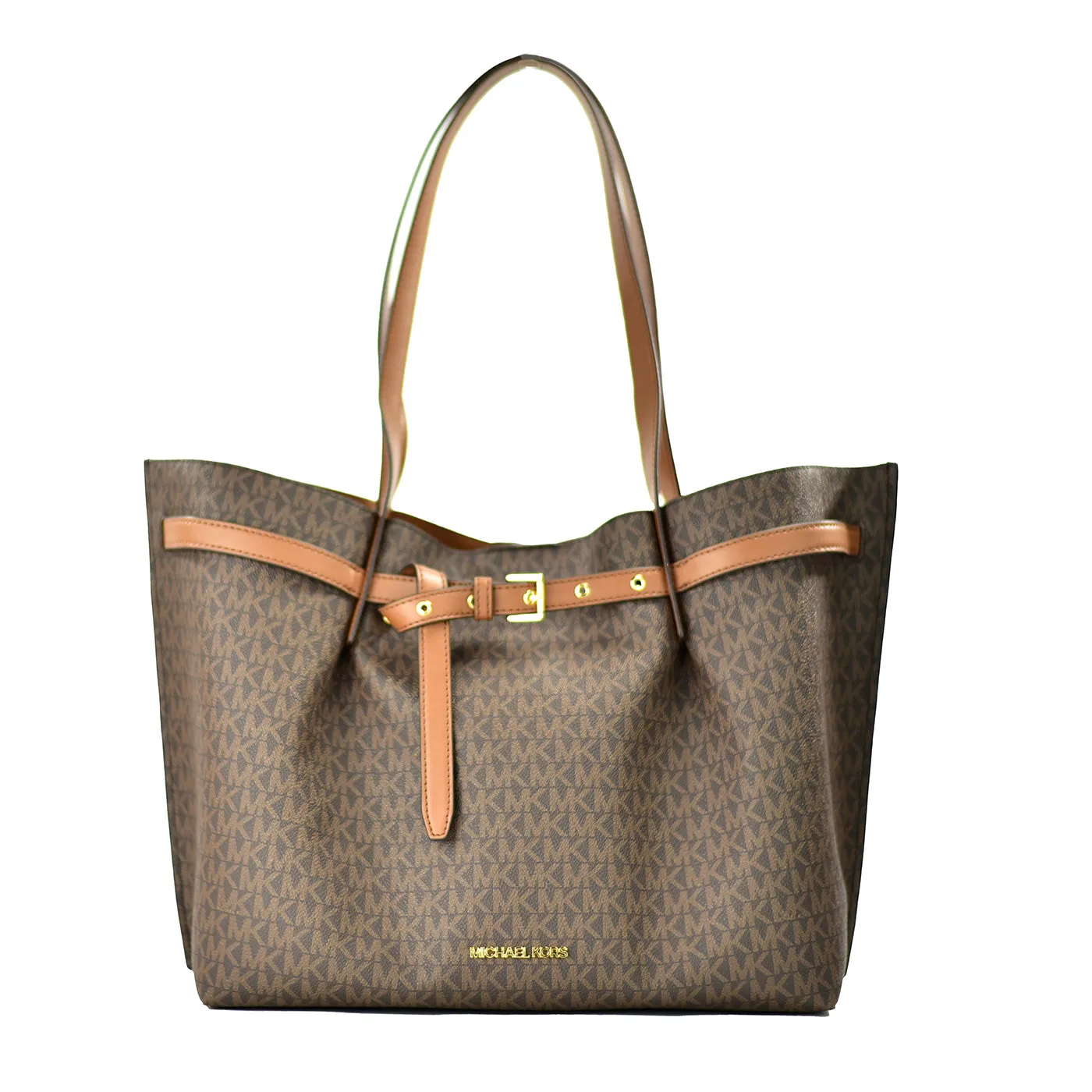 Michael Kors Emilia Large Brown East West Bucket Tote Bag