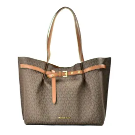 Michael Kors Emilia Large Brown East West Bucket Tote Bag