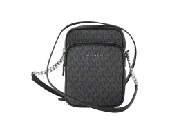 Michael Kors Jet Set Travel Medium North South Chain Crossbody Bag (Black Signature)