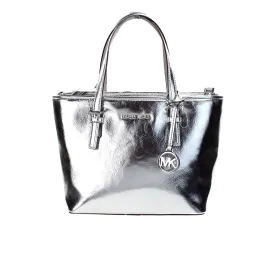 Michael Kors Jet Set XS Carryall Top Zip Tote Bag (Silver)