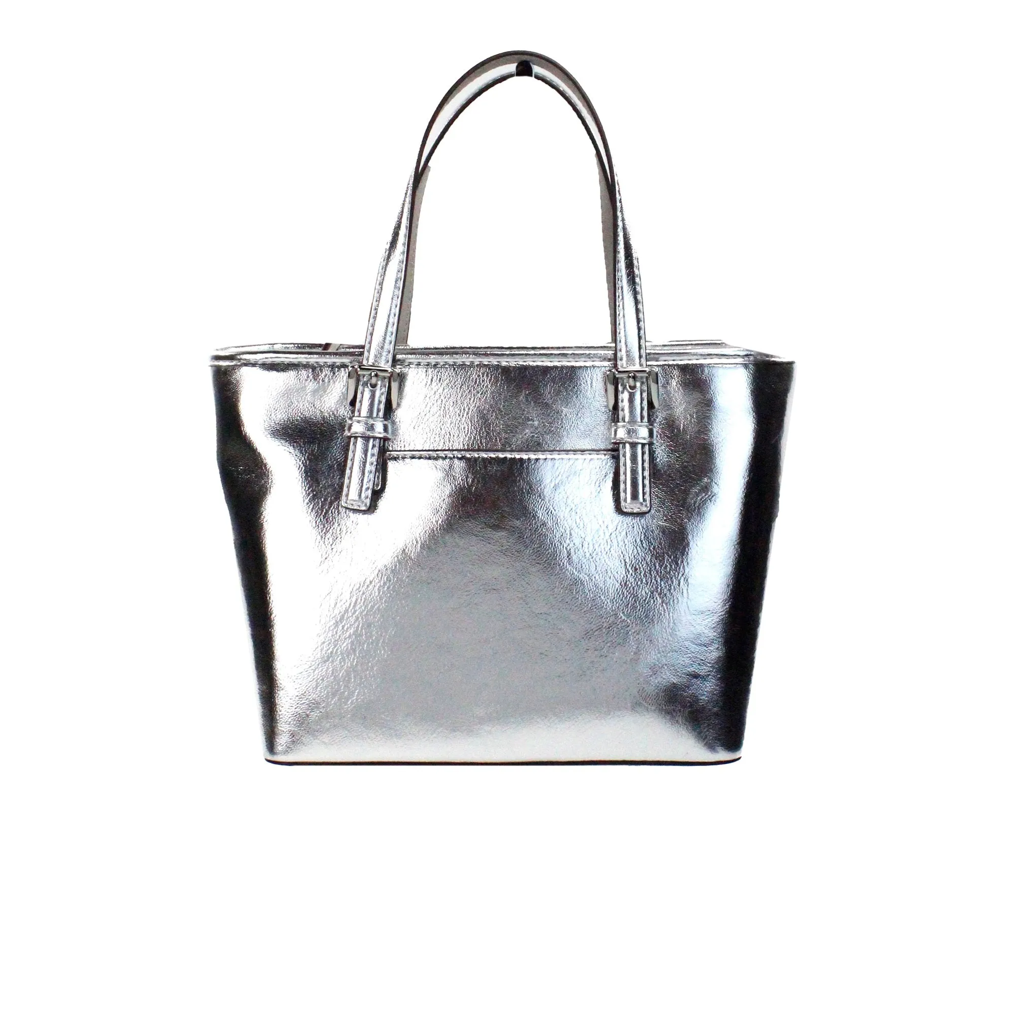 Michael Kors Jet Set XS Carryall Top Zip Tote Bag (Silver)