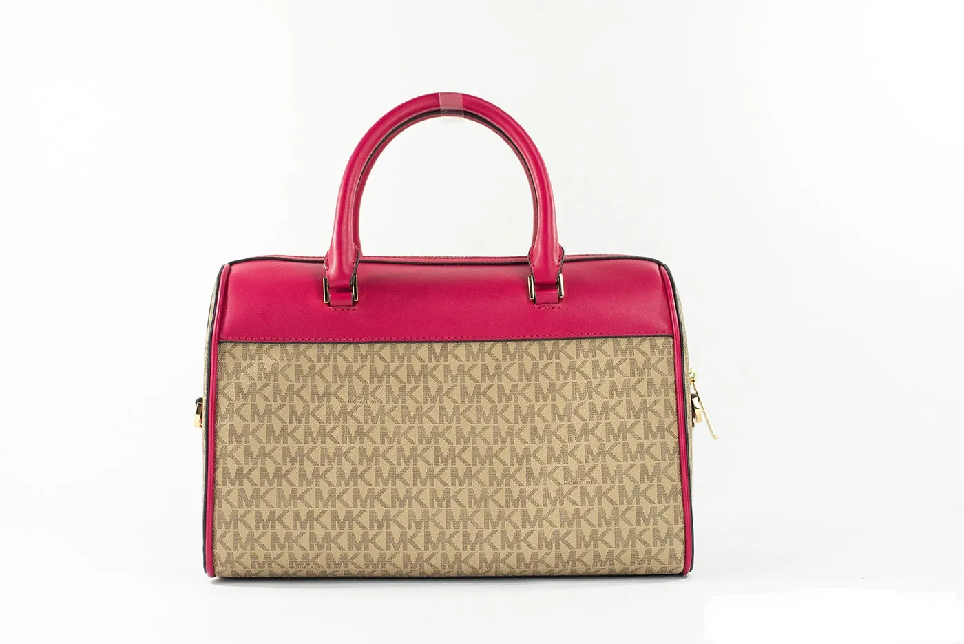 Michael Kors Travel Medium Duffle Crossbody Bag (Carmine Pink Signature)