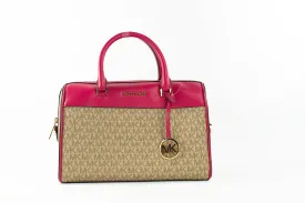 Michael Kors Travel Medium Duffle Crossbody Bag (Carmine Pink Signature)