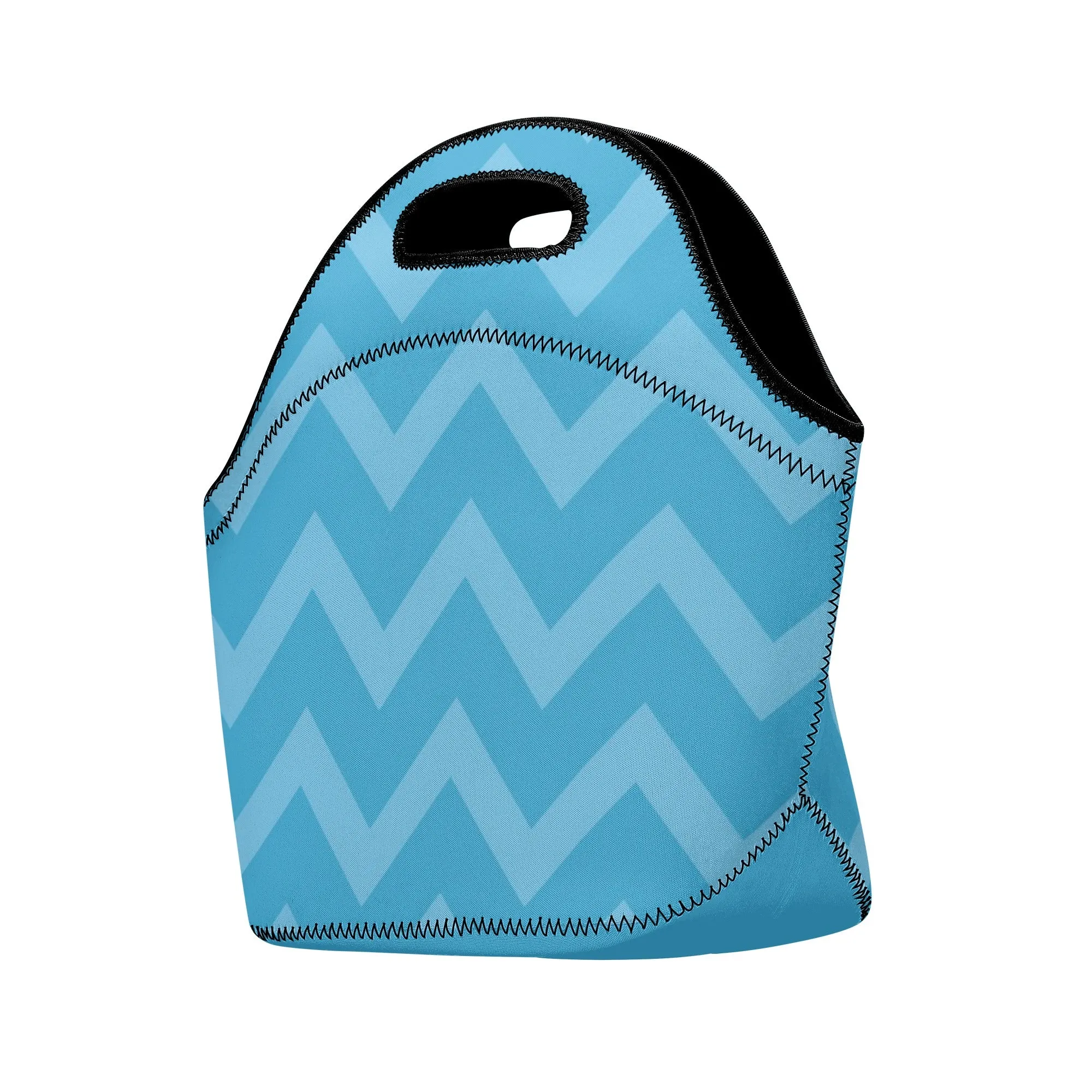 Neoprene lunch bag | Back to School Supplies | Thermal Insulated Lunch Bag | Anime Inspired Blue Zigzag