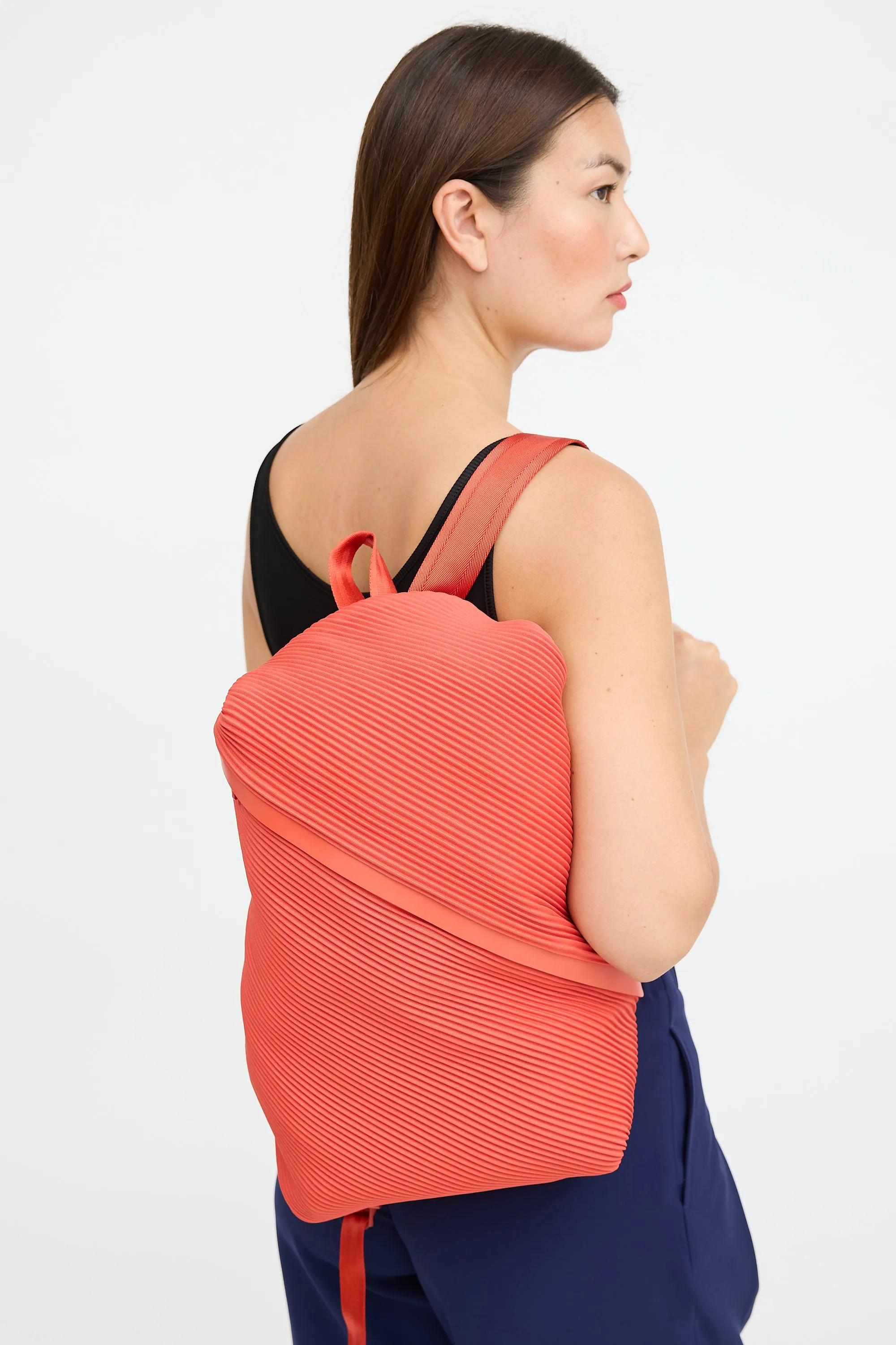 Orange Bias Pleated Backpack