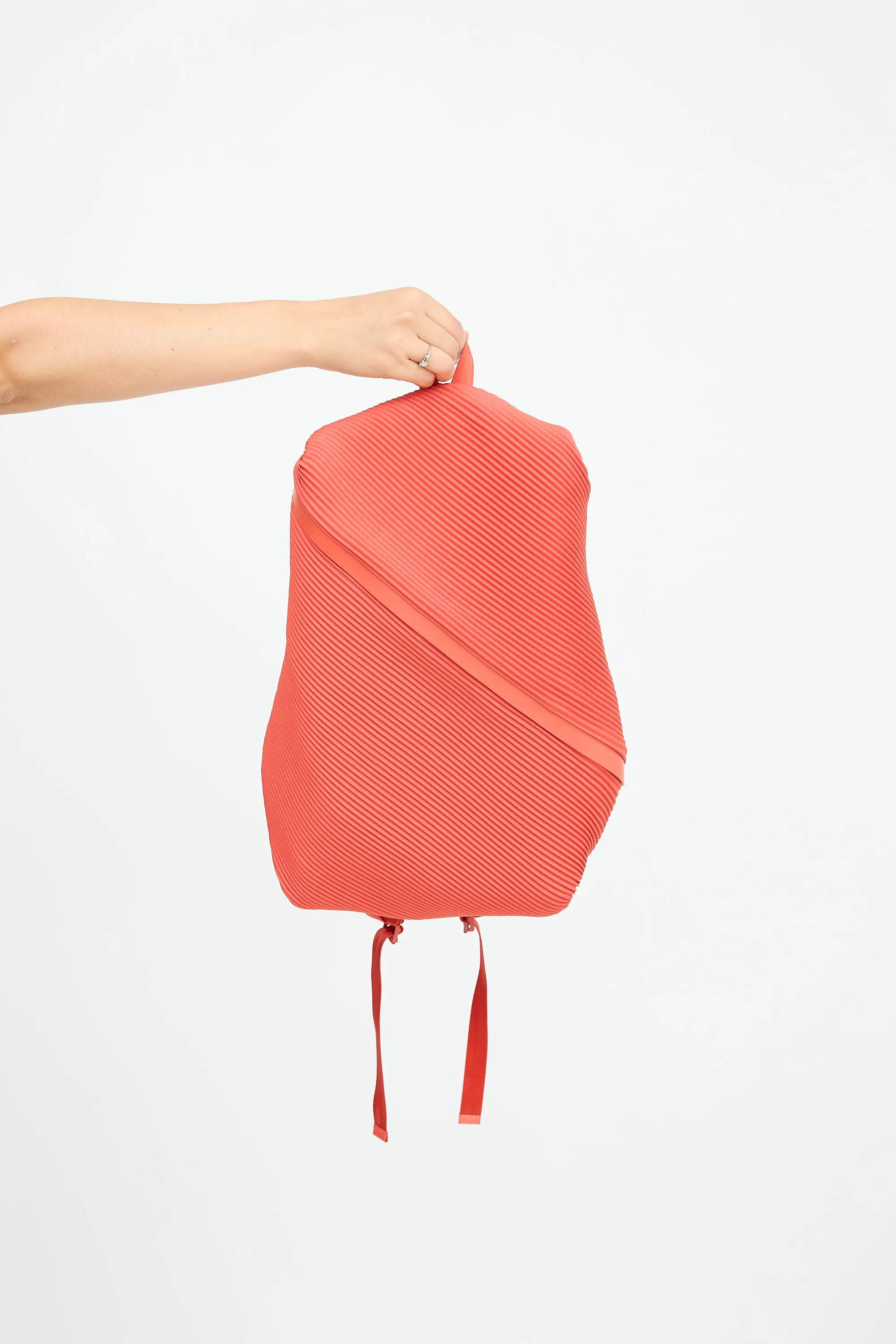 Orange Bias Pleated Backpack