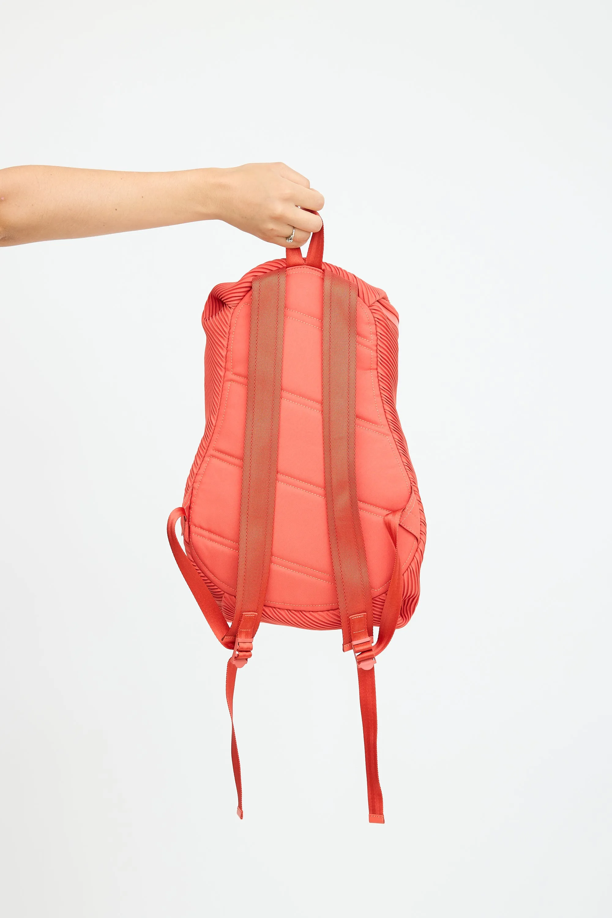 Orange Bias Pleated Backpack