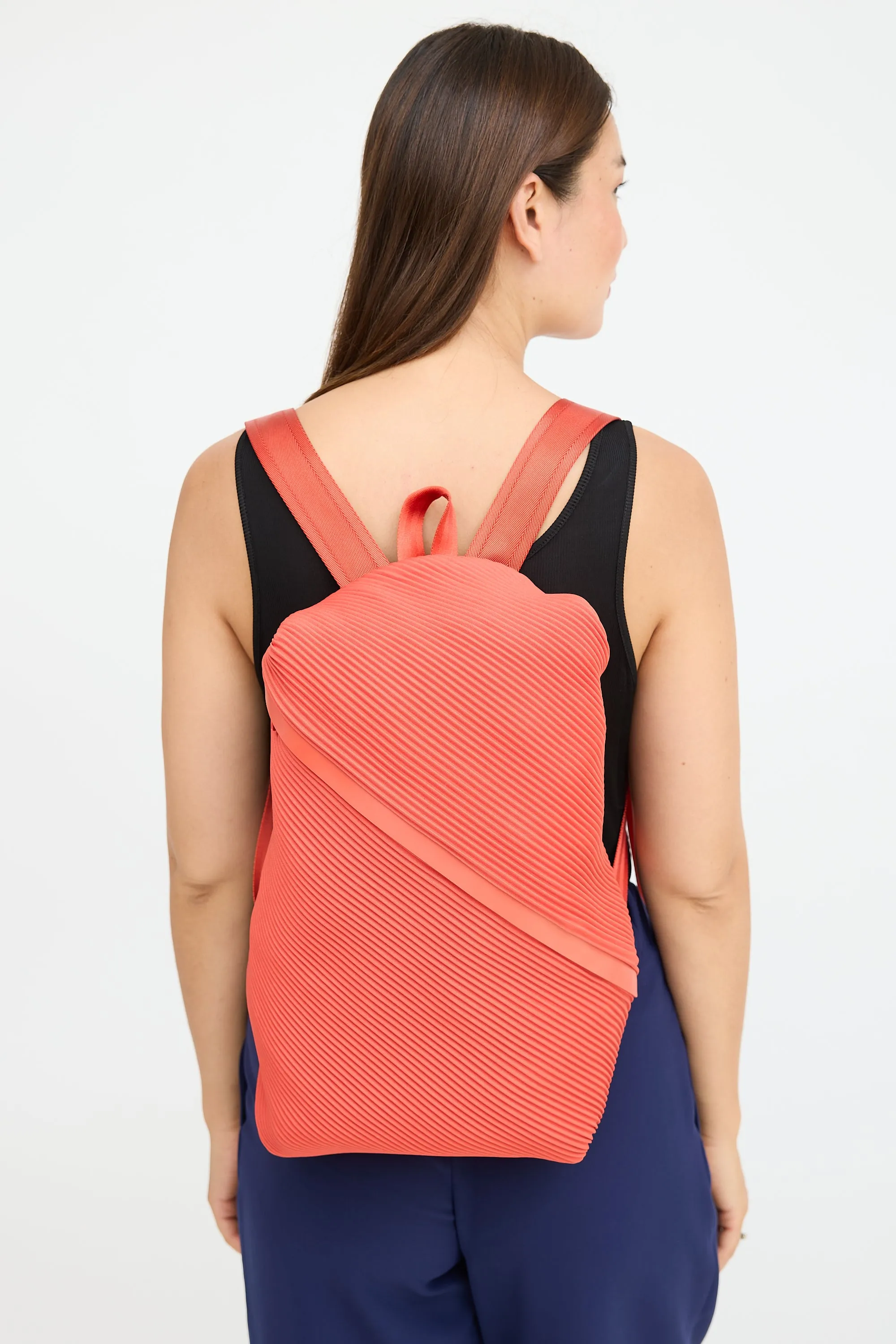 Orange Bias Pleated Backpack