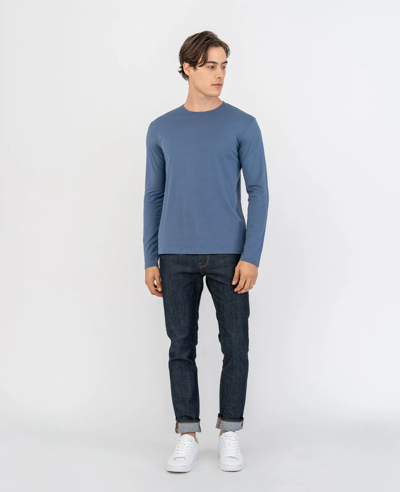 Organic Pima Cotton Long Sleeve Crew Neck Tee