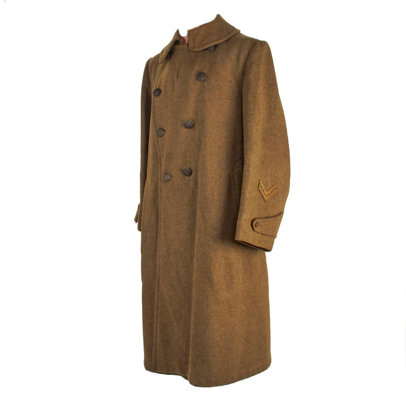 Original U.S. WWI 77th Infantry “Liberty” Division Machine Gun Battalion Sergeant Major Patched Tunic and Wool Greatcoat - 2 Items